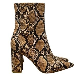 Jeffrey Campbell Siren Faux Snakeskin Pointed Toe‎ Block Heel Boots - Size 6.5M